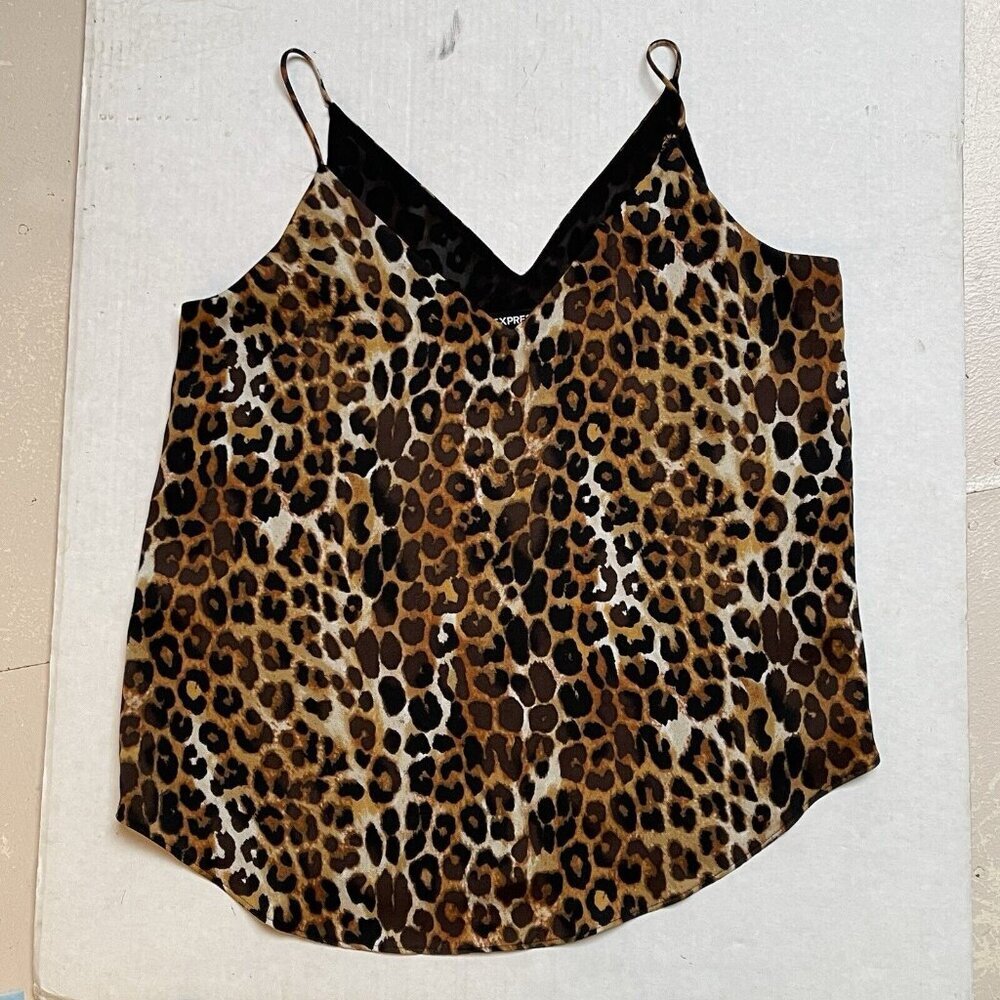 Express Blouse Tan Cheetah Print Womens Small Sleeveless Blouse Grunge